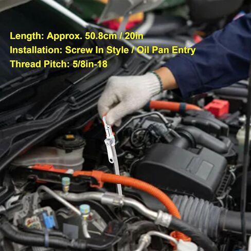 20in Flexible Oil Dipstick, Replacement for SB 289 302 351W, Ideal for Custom, Limited Space, High Durability, Steel Billet Aluminum and Stainless Steel in Kuwait