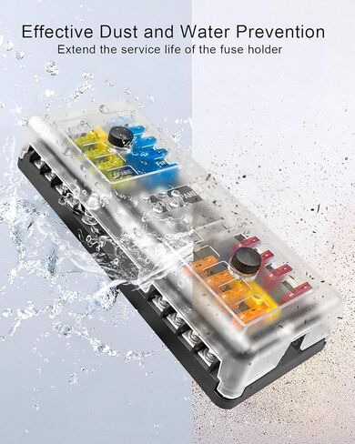 20 Way 16 Circuit Fuse Box, 100A Per Block, 30A Per Circuit, 36V DC, Metal & Plastic, Through-Hole Mount, Fuse Box in Saudi Arabia
