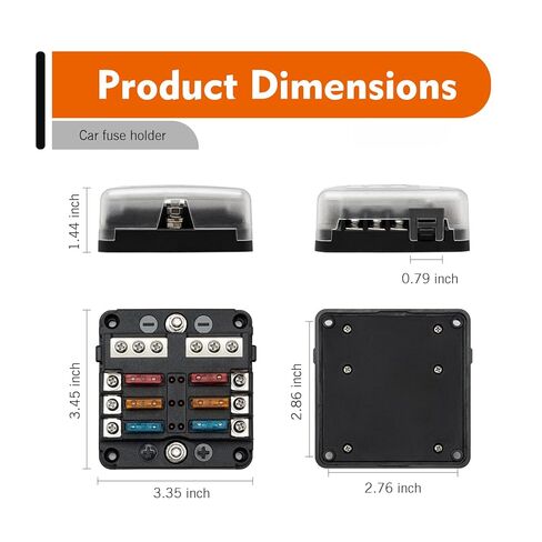 كتلة منصهر 6 طرق 12 فولت، صندوق كتلة منصهر شفرة مقاوم للماء، 6 دوائر مع صندوق منصهر للحافلة السالبة، مع مؤشر تحذير LED غطاء مقاوم للرطوبة، للسيارة RV Truck Boat Marine DC 12-24V in Kuwait