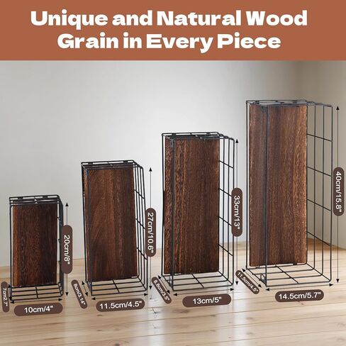 4 Sets of Hanging Floating Shelves, Metal Wire Storage Basket with Wood Bottoms, Hanging Storage Wall Shelf, Wall Mounted Shelves for Home Bathroom Living Room Bedroom Kitchen in Kuwait