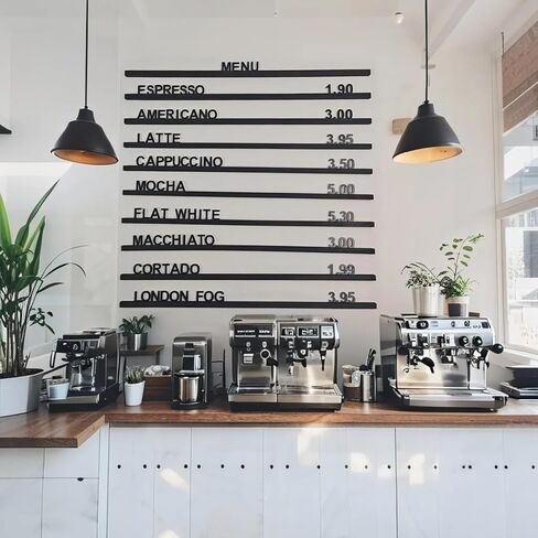 Black Wood Tone Wall Menu Board - Letter Display Wall Shelf - Letter Shelf Menu - Changeable Letter Board (Set of 10 Rails + 605-Letter Set) in Saudi Arabia