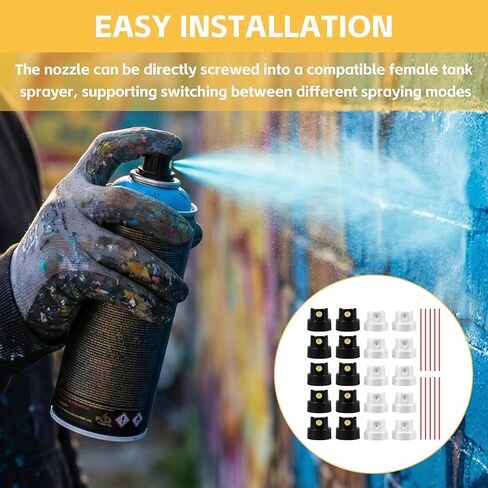 Spray Paint Caps Nozzle Tips for Female Valve Cans, Thin & Wide Lines Spray Nozzles, Replacement Paint Caps Pack of 20 in Kuwait