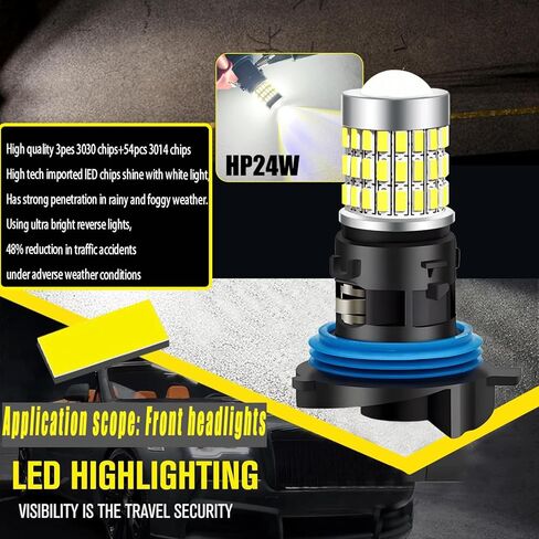 2 قطعة HP24W لمبة بيضاء 12-30 فولت 57SMD رقائق غير قطبية LED النهار تشغيل ضوء مصابيح وقوف السيارات 1000LM للسيارات سيارات الدفع الرباعي. in Kuwait