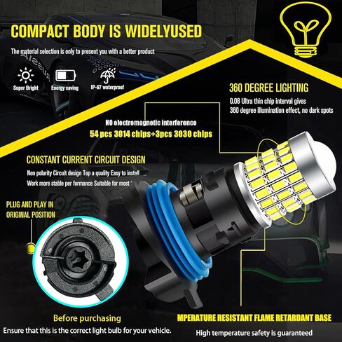 2 قطعة HP24W لمبة بيضاء 12-30 فولت 57SMD رقائق غير قطبية LED النهار تشغيل ضوء مصابيح وقوف السيارات 1000LM للسيارات سيارات الدفع الرباعي. in Kuwait