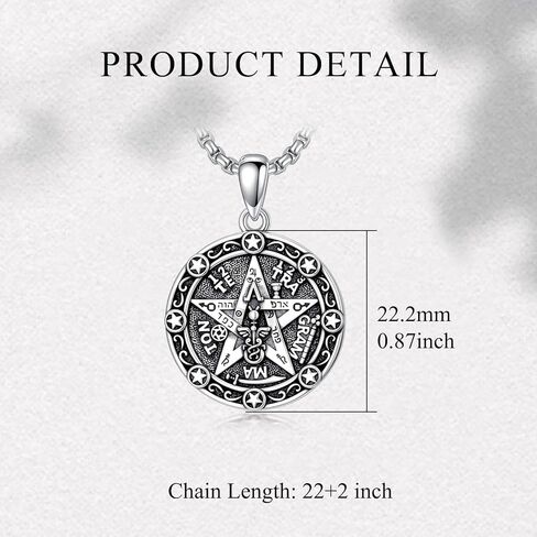 PELOVNY Tetragrammaton Amulet Necklace 925 Sterling Silver Pentagram Pentacle Protection Necklace Pagan Wiccan Pendant Jewelry Gifts for Men in Saudi Arabia