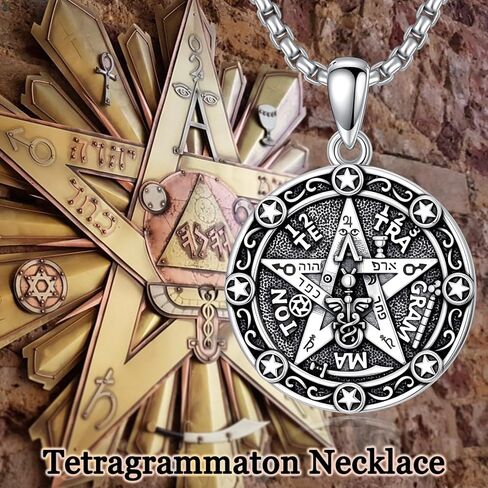 PELOVNY Tetragrammaton Amulet Necklace 925 Sterling Silver Pentagram Pentacle Protection Necklace Pagan Wiccan Pendant Jewelry Gifts for Men in Saudi Arabia