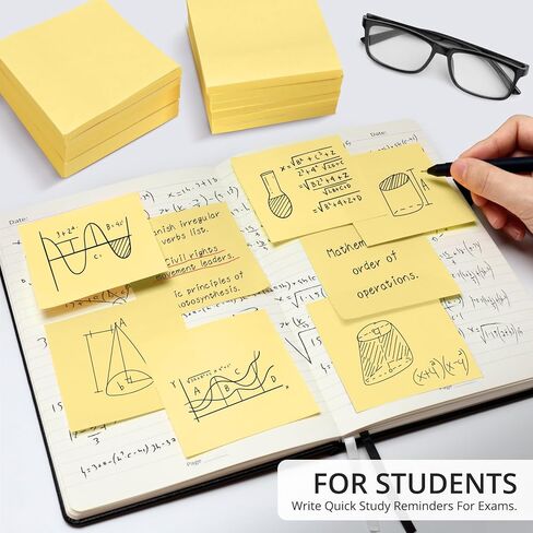 36 Pads Pop Up Sticky Notes, 3x3 inches, Yellow Soft Pastel Self-Stick Note Pads, Perfect for Office, Study, and Daily Life Organization - 36 Pack in Kuwait