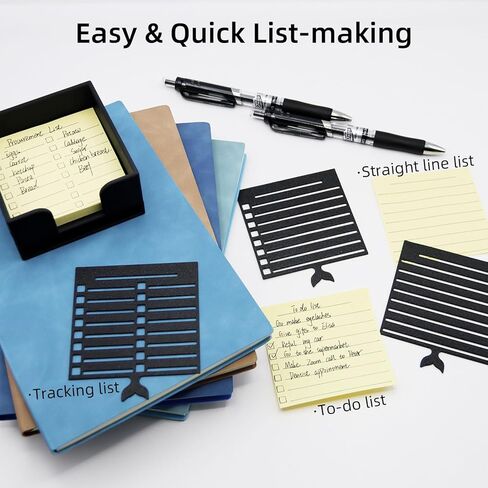 حامل ملاحظات لاصق مع 6 قوالب، موزع ملاحظات لاصق مع استنسل متوافق مع Post It 3x3، منظمات مكتبية، يتضمن 200 قطعة ملاحظات مثالية لقائمة المهام والتخطيط والكفاءة العالية والتركيز in Kuwait