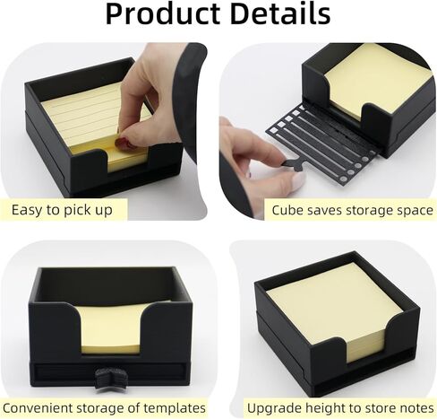 حامل ملاحظات لاصق مع 6 قوالب، موزع ملاحظات لاصق مع استنسل متوافق مع Post It 3x3، منظمات مكتبية، يتضمن 200 قطعة ملاحظات مثالية لقائمة المهام والتخطيط والكفاءة العالية والتركيز in Kuwait