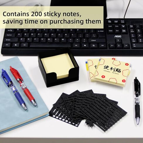 حامل ملاحظات لاصق مع 6 قوالب، موزع ملاحظات لاصق مع استنسل متوافق مع Post It 3x3، منظمات مكتبية، يتضمن 200 قطعة ملاحظات مثالية لقائمة المهام والتخطيط والكفاءة العالية والتركيز in Kuwait