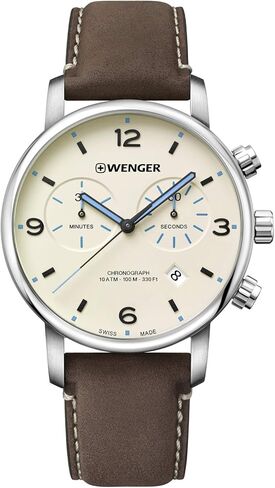 Wenger Urban Metro Watch Off White Dial, Brown Leather Strap in Kuwait