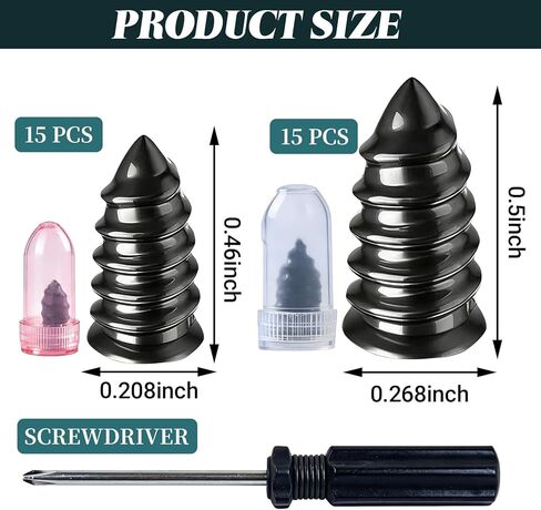 30 PCS Tire Repair Rubber Nail, Vacuum Tire Repair Kits Spiral Rubber Screws, Fast Self-Service Tool for Car, Truck, Motorcycle, Tractor Tire Puncture Repair Kit (Screwdriver included) in Kuwait