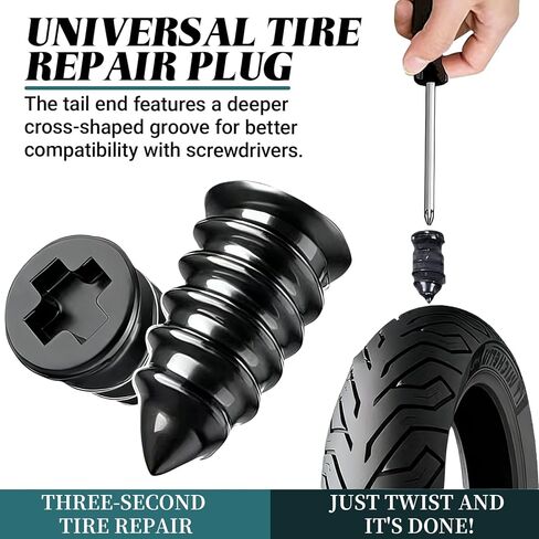 30 PCS Tire Repair Rubber Nail, Vacuum Tire Repair Kits Spiral Rubber Screws, Fast Self-Service Tool for Car, Truck, Motorcycle, Tractor Tire Puncture Repair Kit (Screwdriver included) in Kuwait