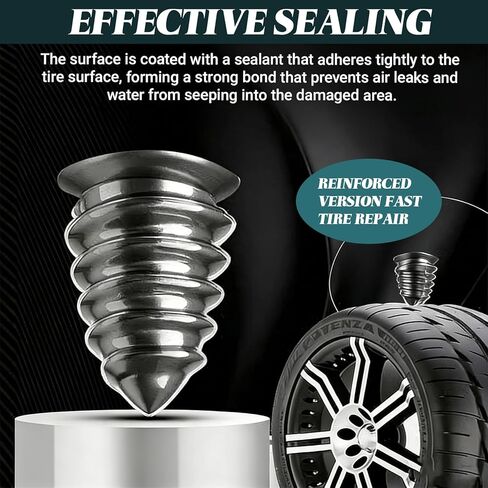 30 PCS Tire Repair Rubber Nail, Vacuum Tire Repair Kits Spiral Rubber Screws, Fast Self-Service Tool for Car, Truck, Motorcycle, Tractor Tire Puncture Repair Kit (Screwdriver included) in Kuwait