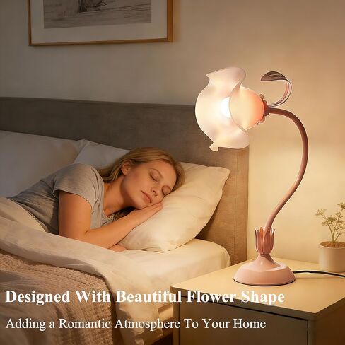 مصباح مكتب على شكل زهرة، ضوء قراءة LED بـ 3 أوضاع ألوان، ضوء كتاب بذراع مرن من السيليكون للقراءة، مصباح طاولة بجانب السرير لطيف لتزيين غرفة النوم وغرفة المعيشة، هدية مثالية لعيد الحب في عيد الأم in Kuwait