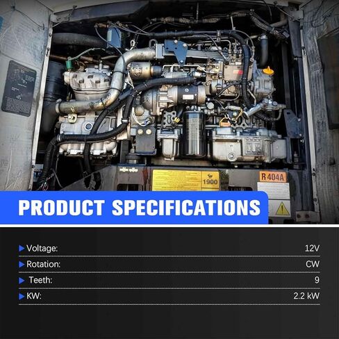 12968577011 New Starter Motor 12V Fit for Thermo King w/Yanmar 486 482 1996-2012, Carrier Transicold Isuzu, Replace 452-177 129685-77011 SHI0182 41044064 S13407 45-2324 845-2324, 2.2KW CW 9T in Kuwait