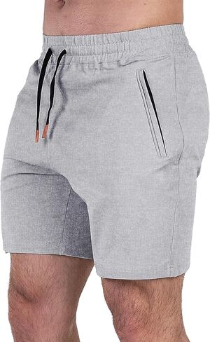 شورت رياضي قطني رجالي من MAIKANONG مع جيوب بسحاب، شورت كاجوال للتمارين الرياضية مقاس 7 بوصات، شورت مسامي للتدريب in Kuwait