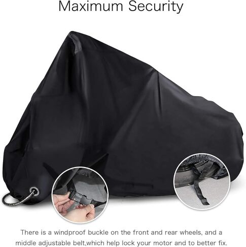 New Generation Motorcycle Cover ! XYZCTEM All Weather Black XXXL Large-Waterproof Outdoor Protects Fits up to 118 inch for Harley Davidson, Honda, Suzuki, Yamaha and More in Kuwait