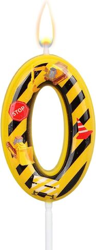 Construction Birthday Candle, Yellow and Black Stripes Birthday Number Candle Cool Construction Cake Topper for Boys Party Supplies Cake Decoration (Number 3) in Saudi Arabia