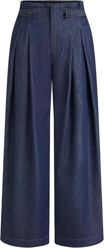 CIDER Wide Leg Jeans for Women Mid Waist Denim Pleated Oversized Long Pants Trousers in Saudi Arabia