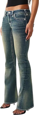 بنطلون جينز Joey نسائي منخفض الارتفاع من True Religion - قماش دينم مطاطي، مقاس منخفض الارتفاع، ساق مضيئة مميزة in Saudi Arabia
