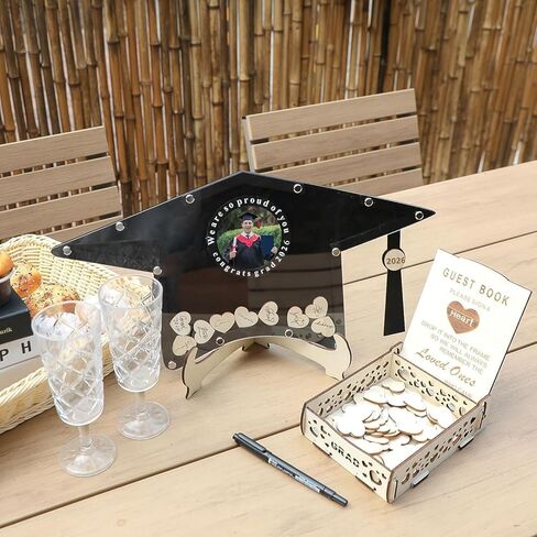 Fonder Mols 2024 بديل كتاب ضيوف التخرج، زخارف التخرج السوداء فئة 2024 تسجيل الدخول في كتاب للاستقبال، لوحة توقيع التخرج الفريدة لخريجي 2024 in Kuwait