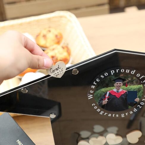 Fonder Mols 2024 بديل كتاب ضيوف التخرج، زخارف التخرج السوداء فئة 2024 تسجيل الدخول في كتاب للاستقبال، لوحة توقيع التخرج الفريدة لخريجي 2024 in Kuwait