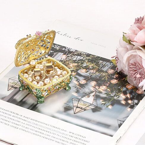 ELLDOO Mini Bee Trinket Box, Vintage Metal Enameled Decorative Box Ring Earrings Jewelry Organizer Gift for Girl Women in Saudi Arabia