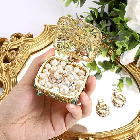 ELLDOO Mini Bee Trinket Box, Vintage Metal Enameled Decorative Box Ring Earrings Jewelry Organizer Gift for Girl Women in Saudi Arabia