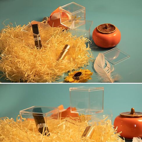 8 pcs Clear Acrylic Box with Lid, 2.36 inch Square Cube Small Acrylic Storage Boxes Display Case, Transparent Plastic Decorative Box Set for Jewelry Gift Toy Model Candy Mini Cake Containers in Kuwait