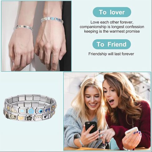 Italian Charms Sliver Heart Cat 10Pcs Charms Set Flower 9mm Italian Modular Charm Bracelet DIY Module Jewelry Gifts for Women Heart Black in Kuwait