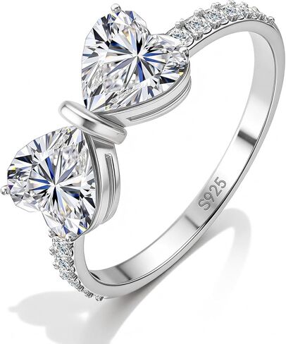 Moissanite Ring for Women 1.6CT Heart Cut D VVS1 Color Moissanite Rings Sterling Silver Engagement Wedding Band Jewelry Gift Promise Rings for Her in Saudi Arabia