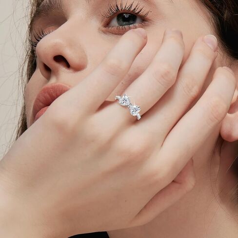 Moissanite Ring for Women 1.6CT Heart Cut D VVS1 Color Moissanite Rings Sterling Silver Engagement Wedding Band Jewelry Gift Promise Rings for Her in Saudi Arabia
