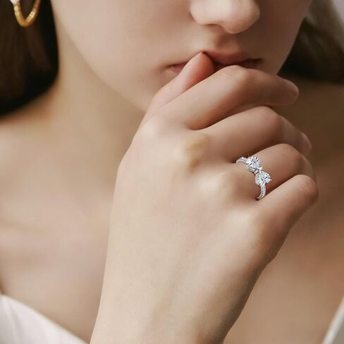 Moissanite Ring for Women 1.6CT Heart Cut D VVS1 Color Moissanite Rings Sterling Silver Engagement Wedding Band Jewelry Gift Promise Rings for Her in Saudi Arabia
