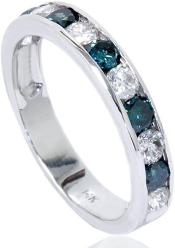 P3 POMPEII3 1ct Channel Set Blue & White Diamond Ring 14K White Gold in Saudi Arabia