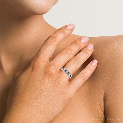 P3 POMPEII3 1ct Channel Set Blue & White Diamond Ring 14K White Gold in Saudi Arabia