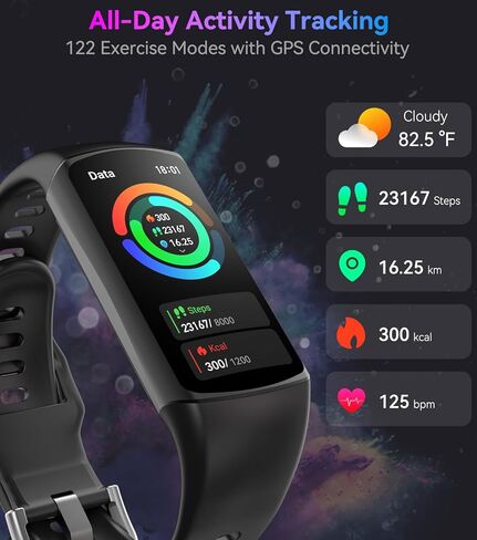 Smart Watch Litness Tracker مع معدل ضربات القلب على مدار الساعة طوال أيام الأسبوع ، ومراقب ضغط الدم في الدم مراقبة تعقب النوم 120 أنماط الرياضة تتبع خطوة Calorie Count in Kuwait