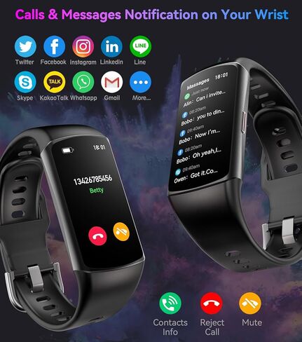 Smart Watch Litness Tracker مع معدل ضربات القلب على مدار الساعة طوال أيام الأسبوع ، ومراقب ضغط الدم في الدم مراقبة تعقب النوم 120 أنماط الرياضة تتبع خطوة Calorie Count in Kuwait