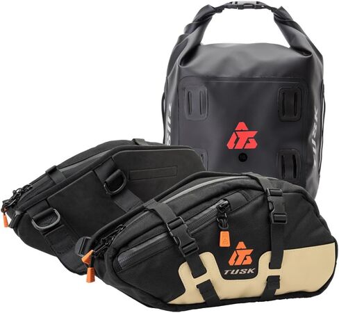 TUSK Traverse Pannier Bags Base System w/X-Small Dry Duffel Tail Bag Black/Tan in Saudi Arabia