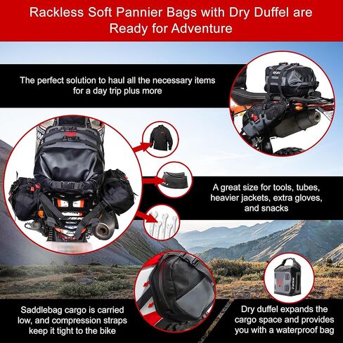 TUSK Traverse Pannier Bags Base System w/X-Small Dry Duffel Tail Bag Black/Tan in Saudi Arabia