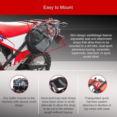 TUSK Traverse Pannier Bags Base System w/X-Small Dry Duffel Tail Bag Black/Tan in Saudi Arabia