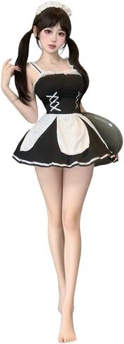 ZYTC Sexy French Maid Lingerie for Women Hallowen Costume Anime Cosplay Outfit Lolita Femboy Babydoll Roleplay Fancy Dress up Black in Saudi Arabia