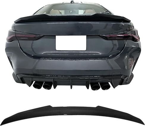 IKON MOTORSPORTS, Trunk Spoiler Compatible with 2021-2026 BMW G22 4-Series & G82 M4 Coupe, Gloss Black PSM Style ABS Plastic Rear Trunk Lid Spoiler Wing Lip in Saudi Arabia