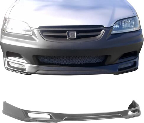الشفة الأمامية الممتصة للصدمات متوافقة مع 1998-2002 Honda Accord 2 Door Coupe، النوع J PU أسود الشفة الأمامية مقسم الهواء لسد الذقن من IKON MOTORSPORTS، 1999 2000 2001 in Saudi Arabia