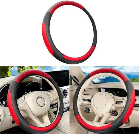 Car Steering Wheel Cover, Anti-Slip Breathable Wheel Cover for Automotive Sport Pattern, 14.5 to 15 Inch Vehicle Interior Steering Protector Accessories, Universal for Truck SUV (Black) in Kuwait