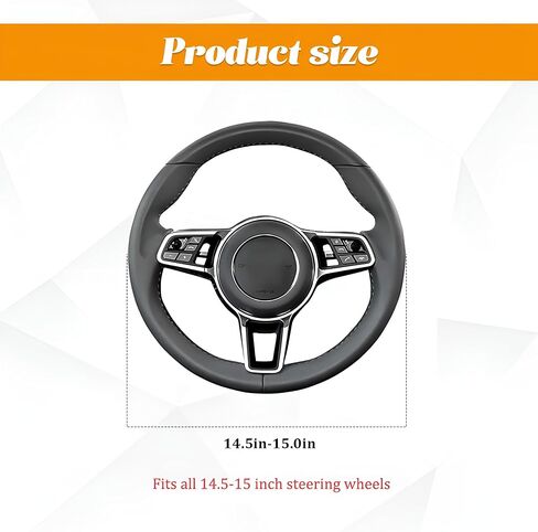 Car Steering Wheel Cover, Anti-Slip Breathable Wheel Cover for Automotive Sport Pattern, 14.5 to 15 Inch Vehicle Interior Steering Protector Accessories, Universal for Truck SUV (Black) in Kuwait