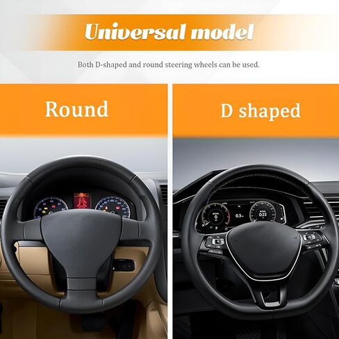 Car Steering Wheel Cover, Anti-Slip Breathable Wheel Cover for Automotive Sport Pattern, 14.5 to 15 Inch Vehicle Interior Steering Protector Accessories, Universal for Truck SUV (Black) in Kuwait