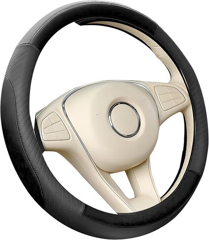 Car Steering Wheel Cover, Anti-Slip Breathable Wheel Cover for Automotive Sport Pattern, 14.5 to 15 Inch Vehicle Interior Steering Protector Accessories, Universal for Truck SUV (Black) in Kuwait