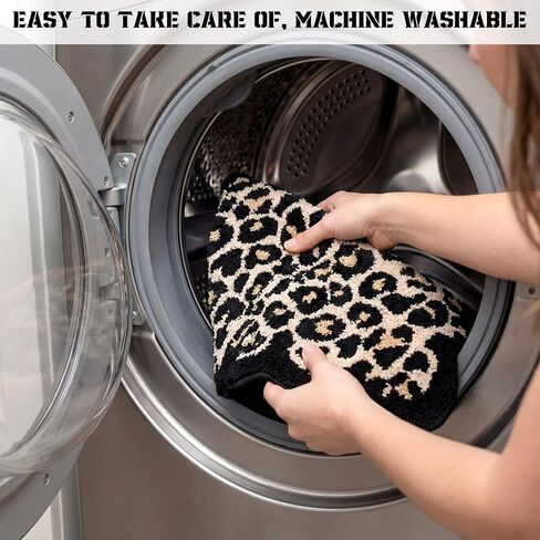 Dunzy Scalloped Cheetah Rug Leopard Bathroom Mat Cheetah Print Room Decor Cute Absorbent Bath Mat for Bathroom Non Slip Soft Leopard Bath Rug Western Decor for Home Living Room Bedroom, 20 x 31 in Saudi Arabia