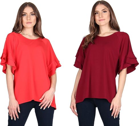 Lildy Women's Solid Back Slit Tunic, Loose Casual Stretchable Pullover in Kuwait